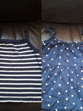 Girls Navy & White Polka Dot and Stripe Tank Top 2-piece Set Size 5/5t